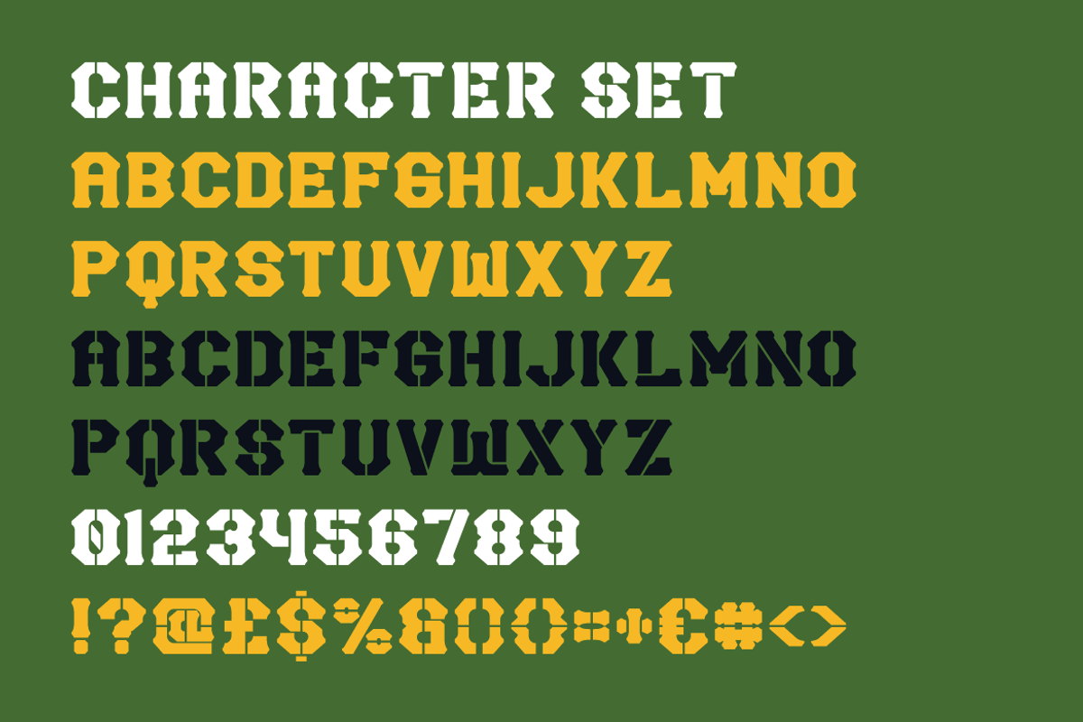 Hardline Ranger Military Stencil, a Font by PutraCetol Studio (Photo 5 of 5)
