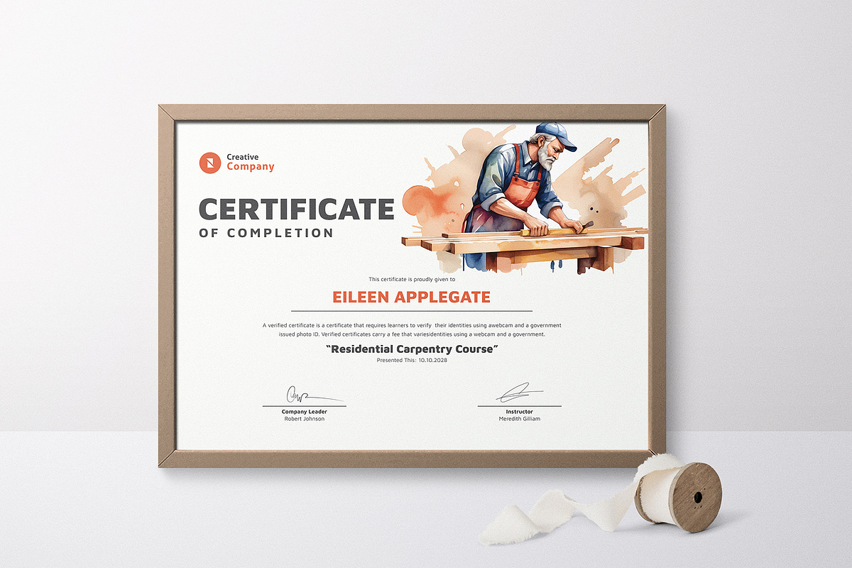 Carpenter Training Certificate, a Stationery Template by DesignDevisers (Photo 4 of 10)