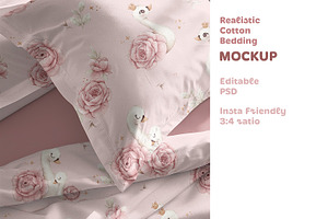 Realistic Cotton Bedding Mockup