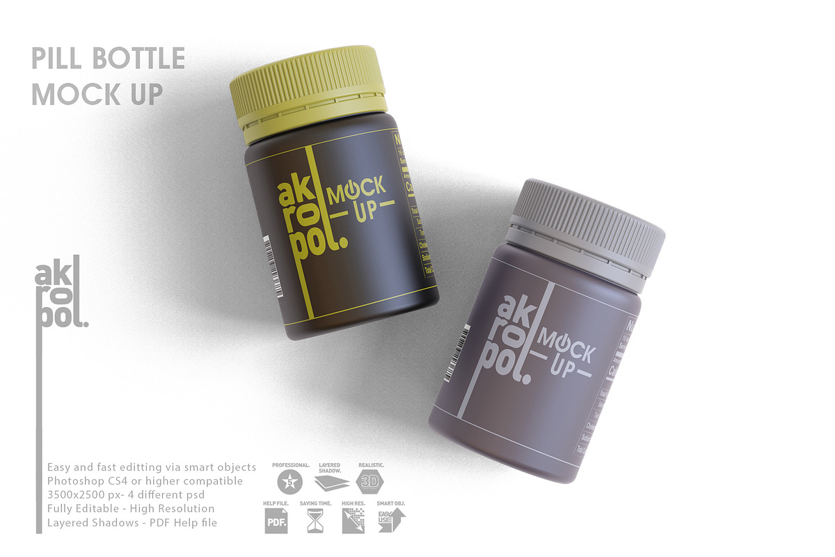 Pills Bottle Mockup, a Packaging Mockup by akropol (Photo 5 of 10)