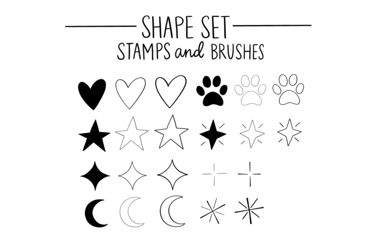 Procreate Stamp Shapes Set Vol.1, a Brush Add-On by Positively Present