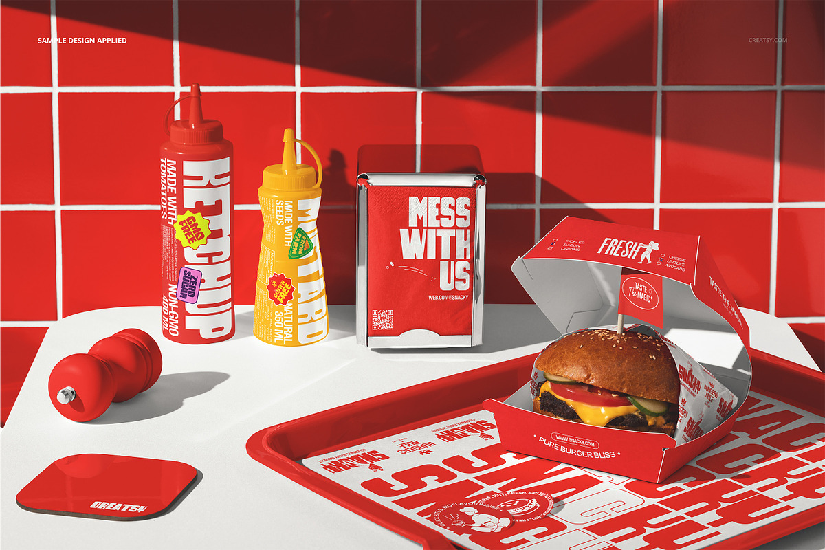 Fast Food Branding Tray Mockup, a Packaging Mockup by creatsy5 (Photo 4 of 6)