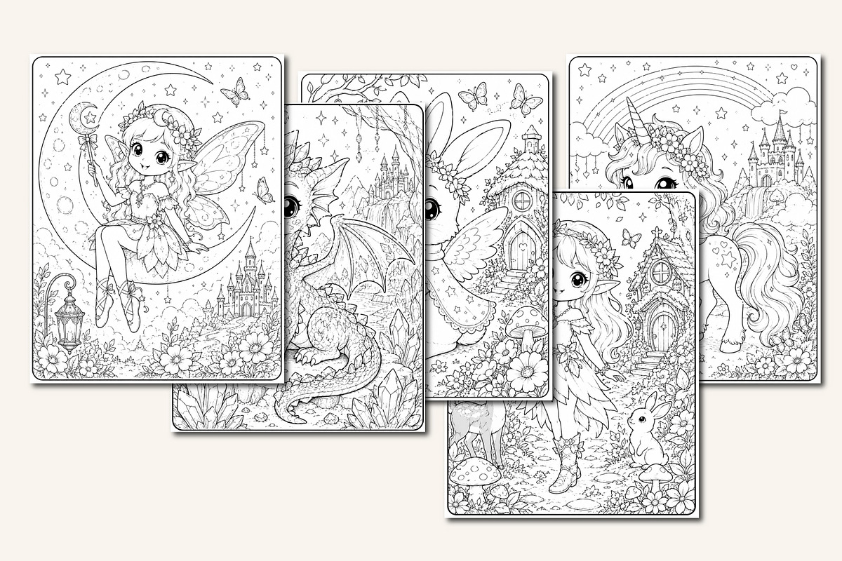 Magical Creatures Coloring Book, a Stationery Template by Designmela01 (Photo 3 of 5)