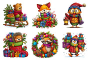 Whimsical Christmas Animals Clipart, a Seasonal Illustration by designcity5 (Thumbnail 2 of 5)