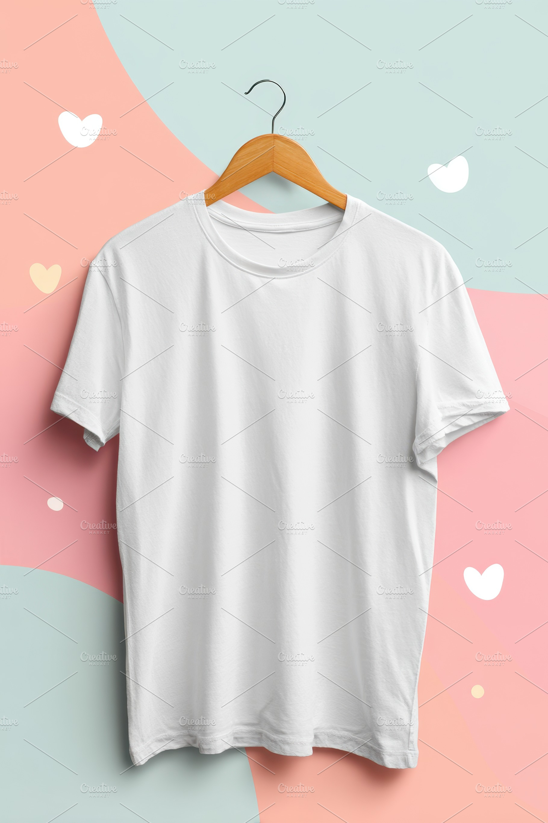 White T-Shirt with Heart Background, a Beauty & Fashion Photo by AlyaAnd