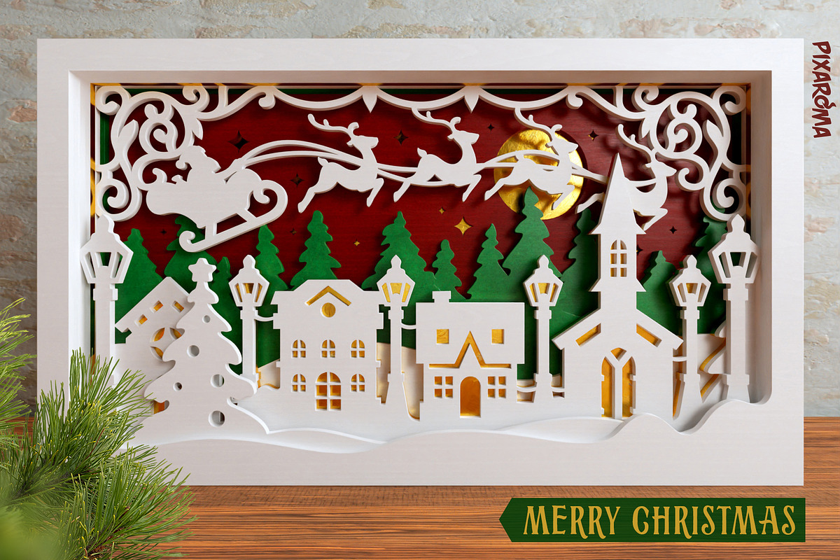 Christmas Village 3D Layered SVG Cut, an Illustration by pixaroma (Photo 16 of 16)