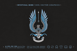 Mystical Bird with Arrow Vector