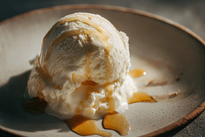 Ice Cream Scoop Melting on Plate, a Food & Drink Photo by Virgo Studio