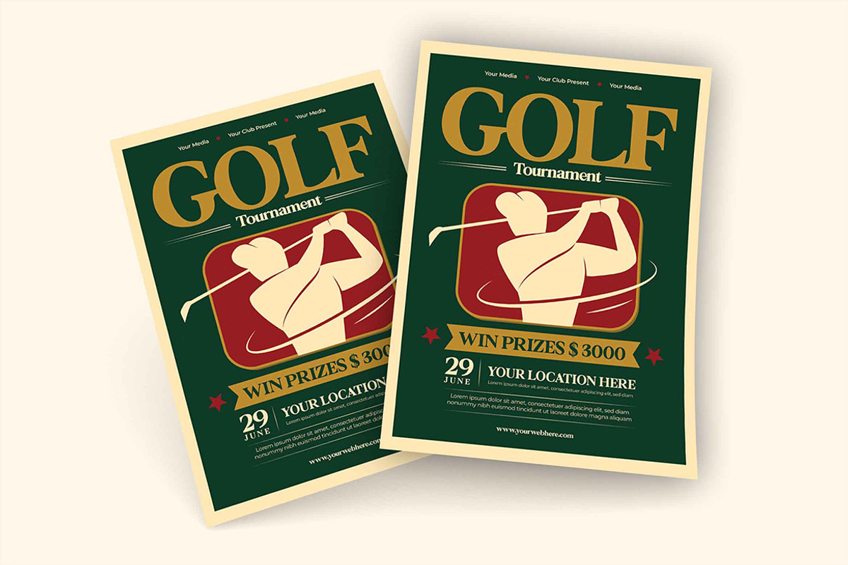 Green Retro Golf Tournament Flyer, a Flyer Template by megarez (Photo 2 of 3)