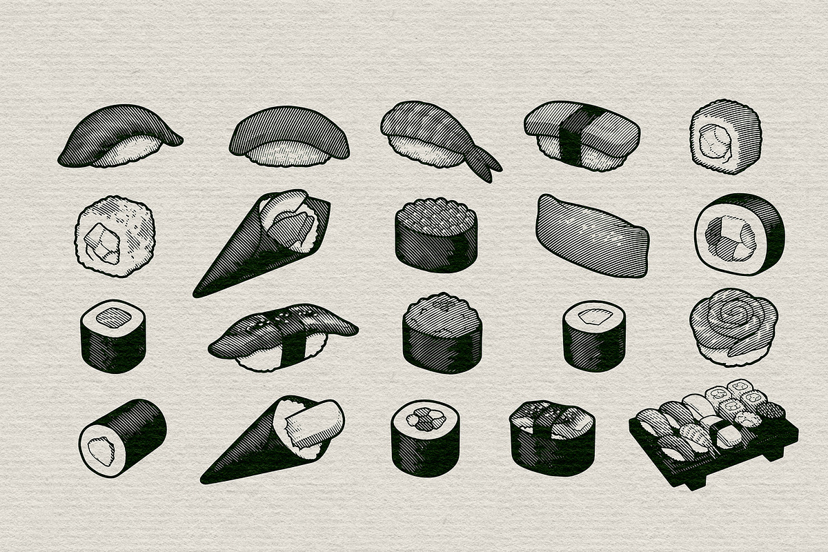 Japanese Sushi Engraving Collection, a Food Illustration by Kaizla03 (Photo 3 of 5)