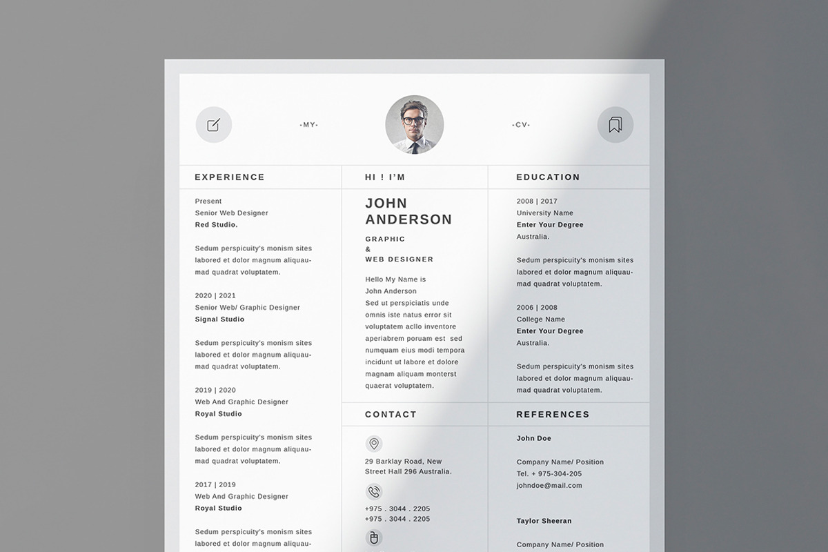 Clean Resume Template, a Resume Template by Designsoul14 (Photo 2 of 6)