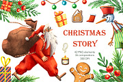 Christmas Story - Clipart Set, an Illustration by Mashamashastu (Thumbnail 1 of 13)