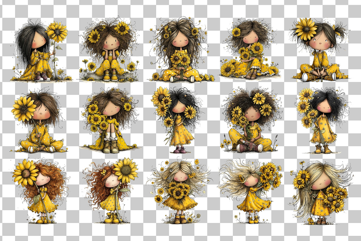 Sunflower Girl PNG Clipart, a Person Illustration by Nicolle's Colorful Art (Photo 3 of 4)