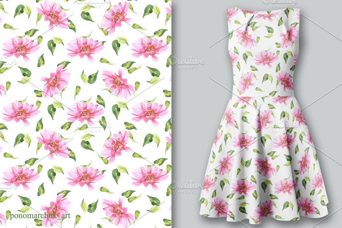 Pink flowers watercolor, a Decorative Illustration by Colibri Watercolor (Photo 6 of 9)