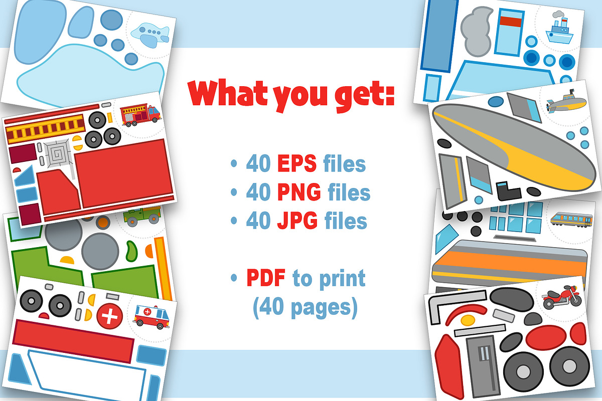 Transport Cut and Glue Activity Pack, a Transportation Illustration by Ksenya Savva (Photo 6 of 7)