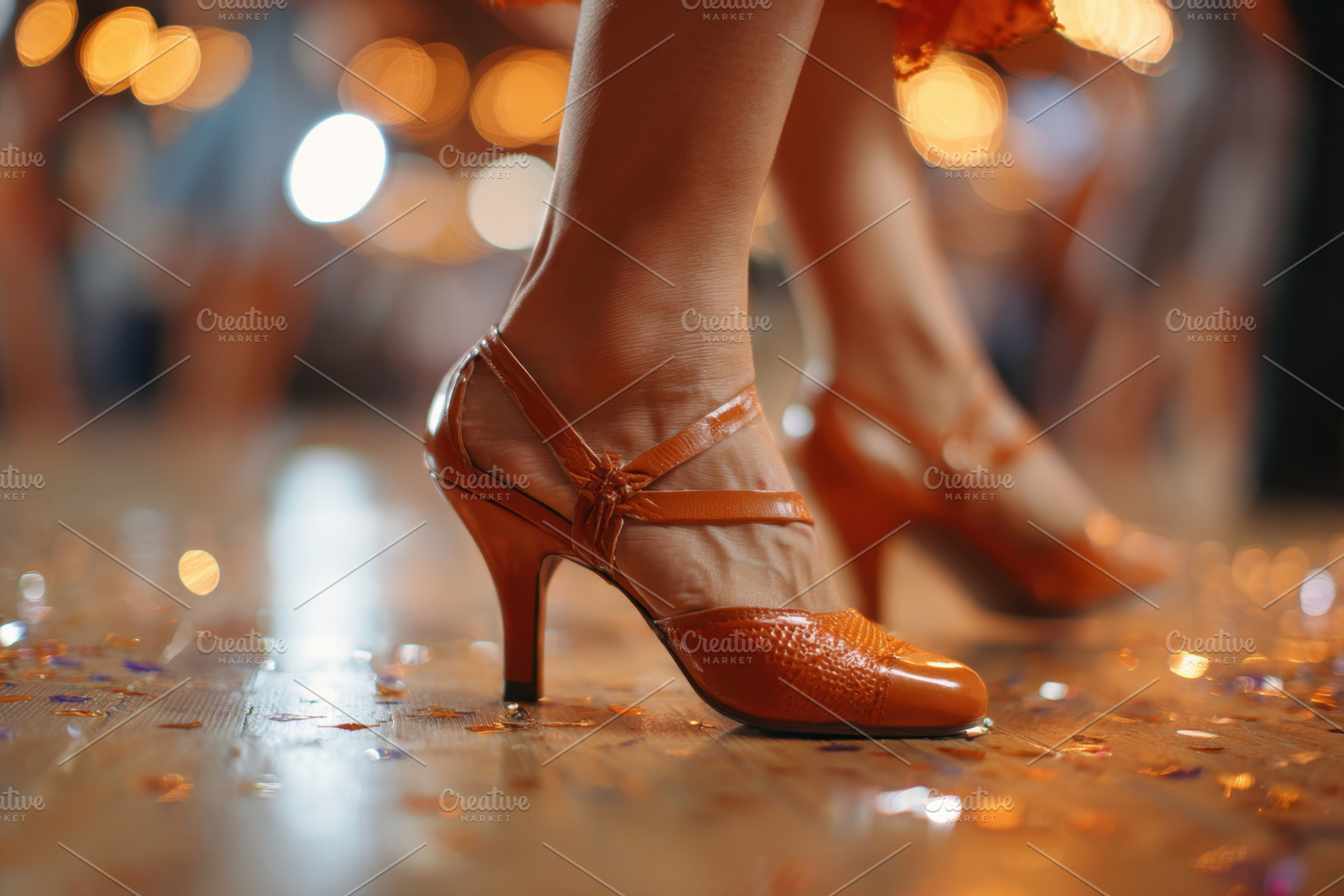 Stylish orange high heels on a dance floor, a Sports & Recreation Photo by AlyaAnd