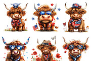 Patriotic Highland Cow Clipart, an Animal Illustration by Design Scotch (Thumbnail 2 of 7)