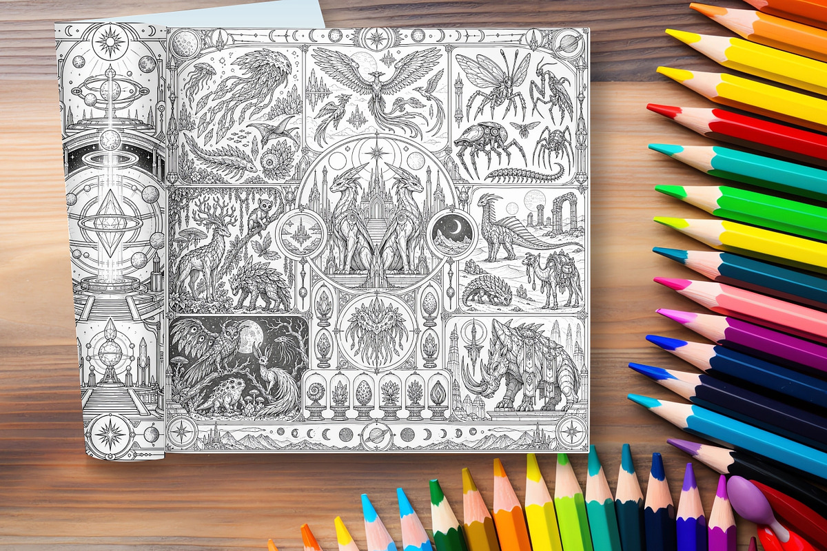 Alien Sci Fi Coloring Pages Bundle, a Brochure Template by LA Design (Photo 10 of 10)
