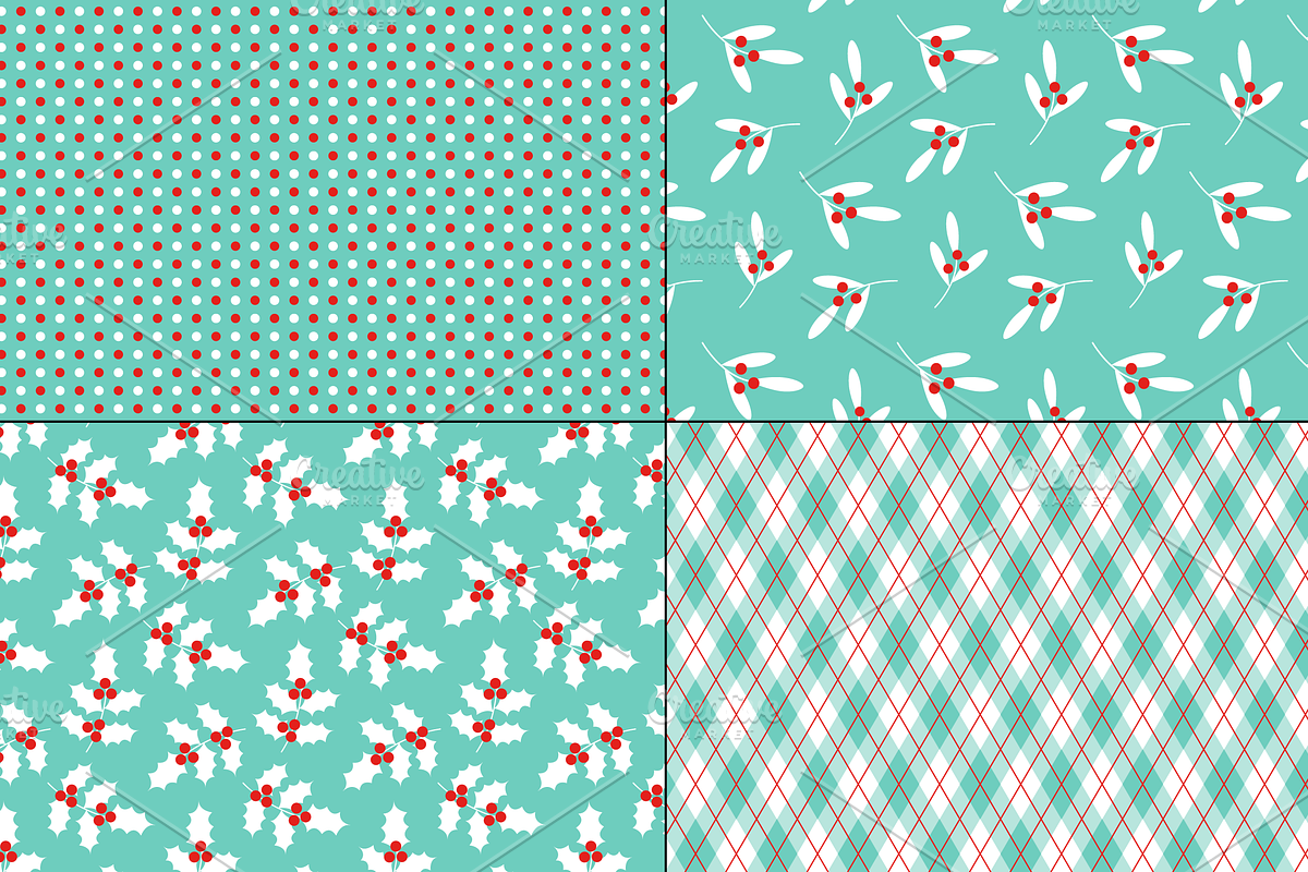 Seamless Red Blue Christmas Patterns, a Pattern Graphic by Melissa Held ...
