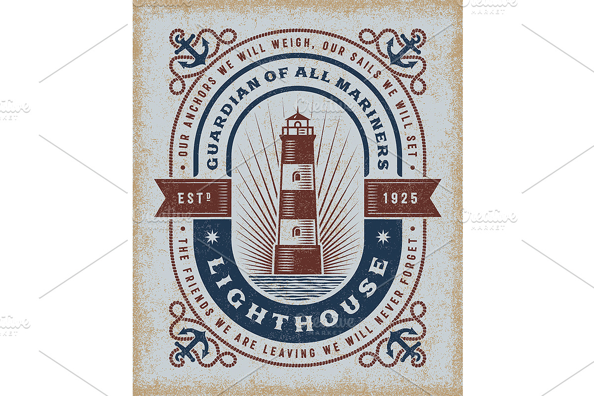 Lighthouse Typography, a Decorative Illustration by Retro Graphics