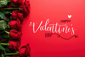 Valentine’s Day Roses on Red Background, a Holiday Photo by Davizro's Market