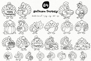 Autumn Turkey Doodle Line Art, a Seasonal Illustration by DENIDigitalArtSudio (Thumbnail 1 of 8)