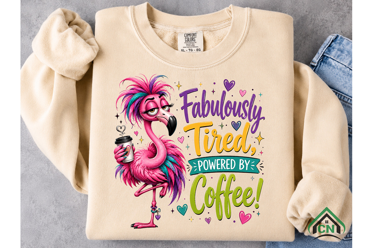Fabulously Tired Coffee Flamingo PNG, a Seasonal Illustration by Craft Nest (Photo 5 of 5)