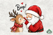 Santa Reindeer Boop PNG, a Seasonal Illustration by Craft Nest (Thumbnail 1 of 6)