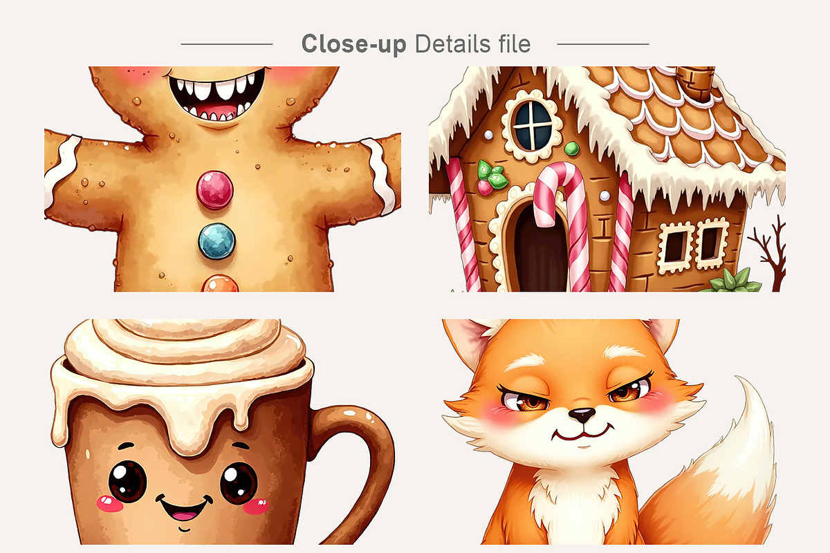 UglyCute Gingerbread Clipart Bundle, an Illustration by Artnoy (Photo 4 of 8)