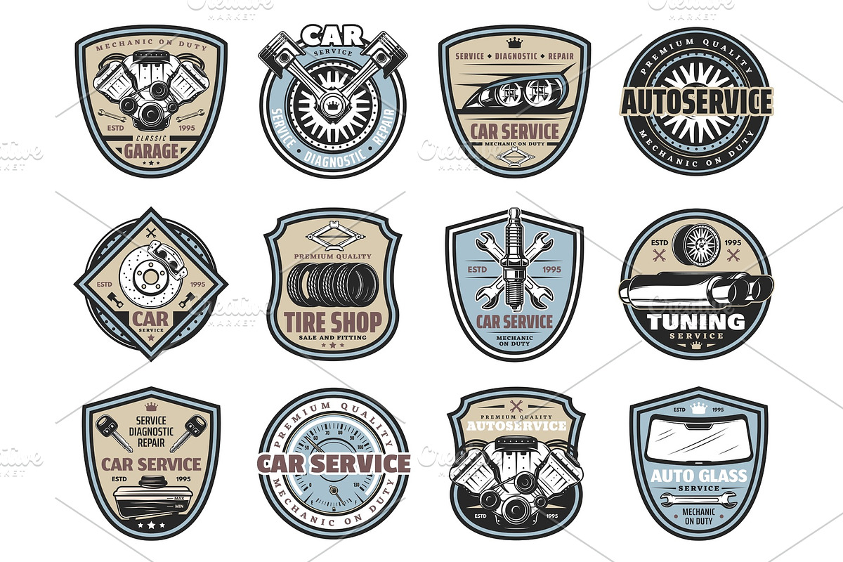 Car service, repair mechanic garage, a Transportation Illustration by Vector Tradition