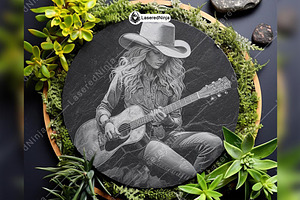 Cowgirl Guitar Western Woman Country