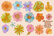 70s Flowers Vector Illustrations, a Decorative Illustration by Dear Darling Design (Thumbnail 3 of 8)