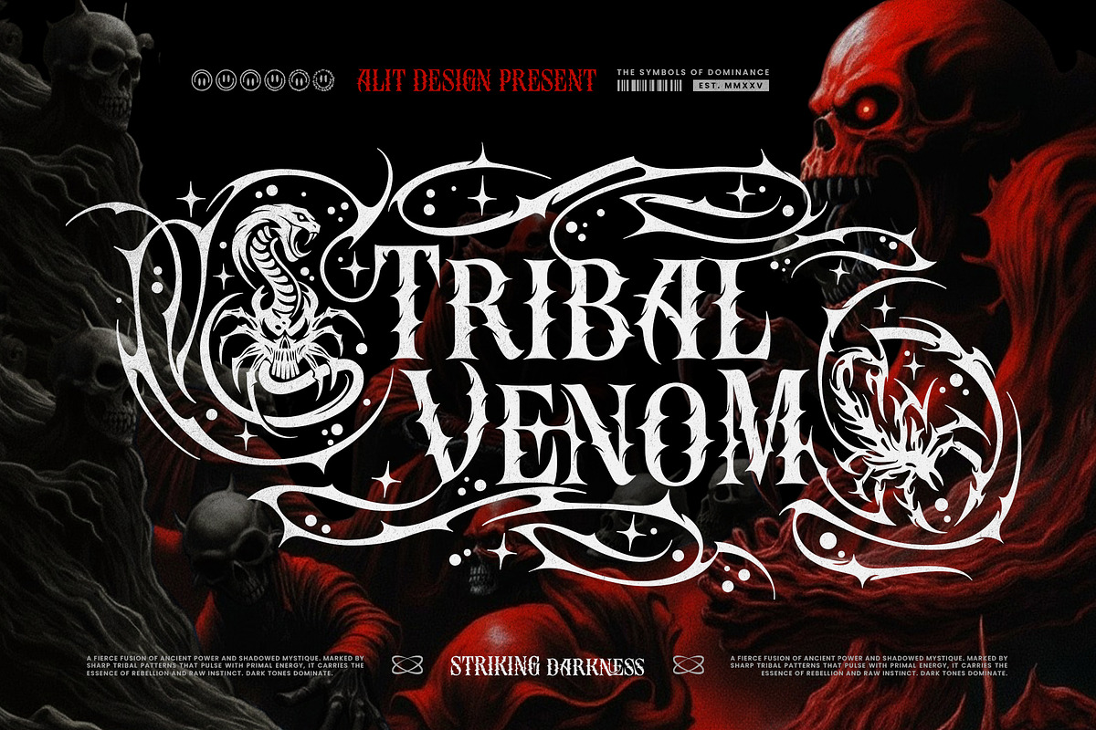 Reptilian Stinger Typeface, a Serif Font by alit design (Photo 6 of 19)