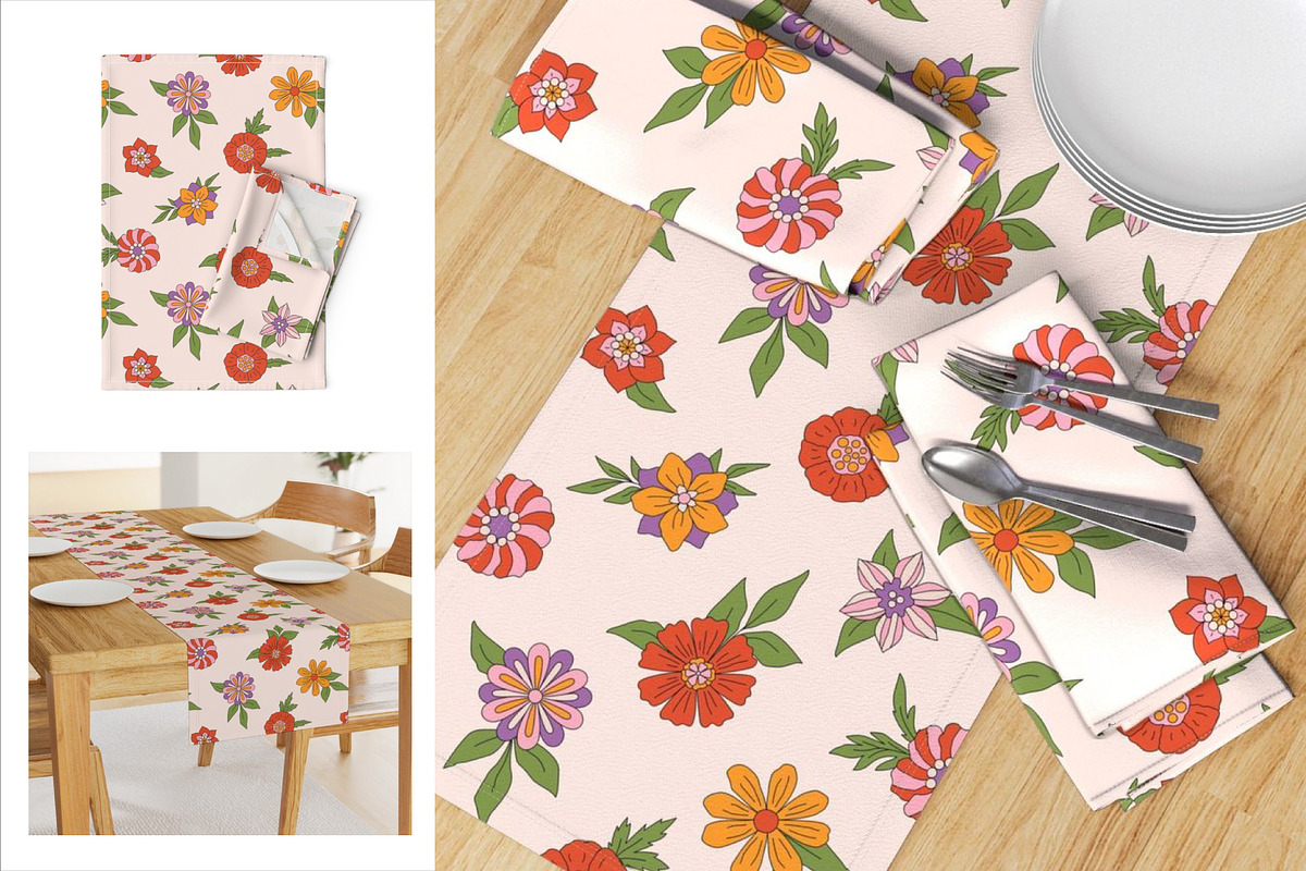 Retro Floral Patterns Collection, a Pattern Graphic by Viaireshop (Photo 4 of 5)