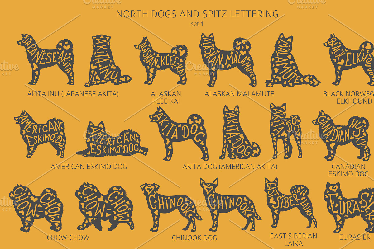 North breeds and Spitz Silhouettes, an Animal Illustration by pet design shop (Photo 4 of 10)