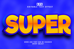 Vector Super 3d Editable Text Effect