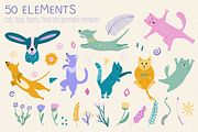 Funny Love - Hearts, Cats and Dogs, an Animal Illustration by PenguinArtStudio (Thumbnail 2 of 10)