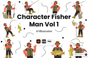 Character Fisher Man Vol 1 Doodle, a Person Illustration by SLAB! Design