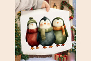 Christmas Penguin Watercolor Clipart, an Illustration by RobertsArt (Thumbnail 5 of 7)