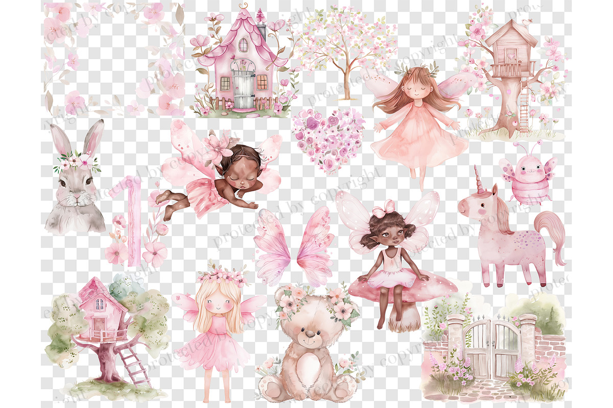 Fairy Clipart Bundle, an Animal Illustration by GlamArtZhanna (Photo 6 of 6)