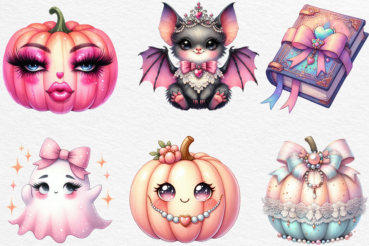 Cute Coquette Halloween Clipart, an Illustration by Black Bird Studio (Photo 4 of 6)