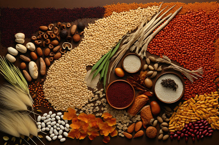 Composition with cereals, grains and, a Photo by Iftikhar Alam