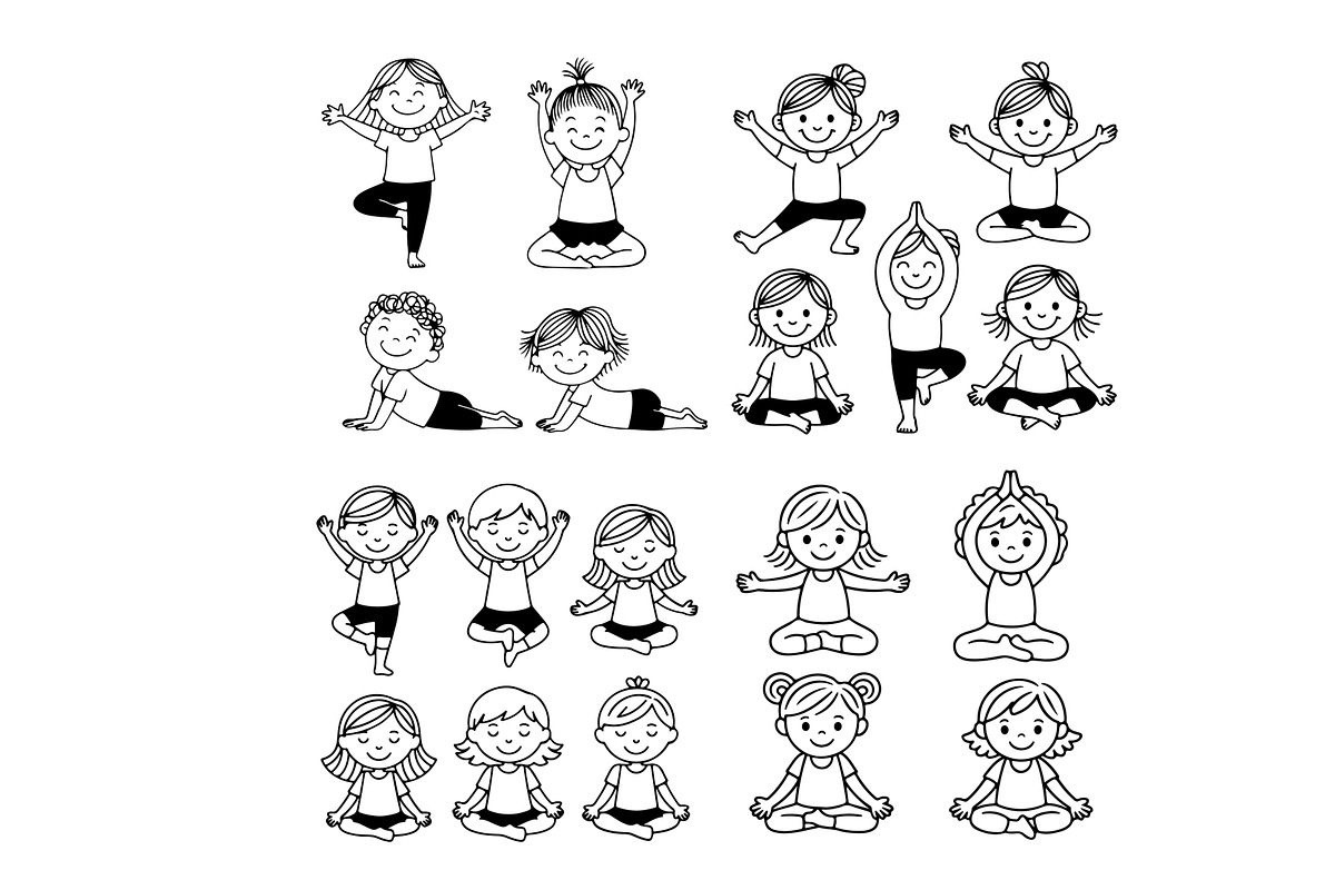 Kids’ yoga svg set, an Illustration by SketchArtStudio (Photo 2 of 3)