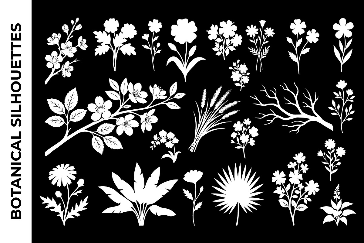 Plants Flowers Leaves Silhouette Set, an Object Graphic by nandinigraphics (Photo 2 of 3)