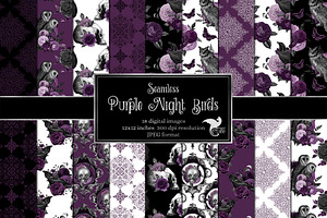 Purple Night Birds Digital Paper