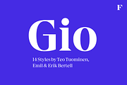 Gio -Intro offer 60% off!, a Serif Font by Fenotype (Thumbnail 1 of 15)