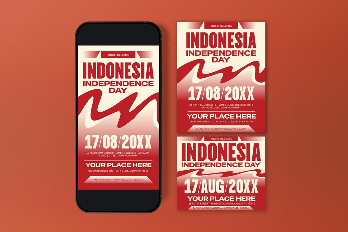 Red Indonesian Day Flyer Set, a Flyer Template by graphicook (Photo 3 of 3)