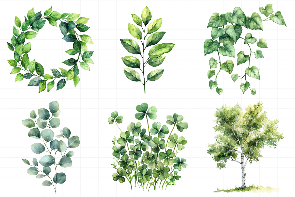 Green Trees and Leaves Clipart, an Illustration by Daily.Designs (Photo 8 of 8)
