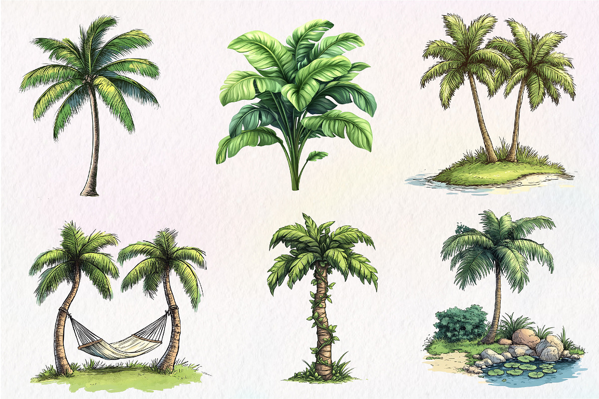 Palm Tree Serenity Clipart, an Illustration by CreationArt (Photo 2 of 5)