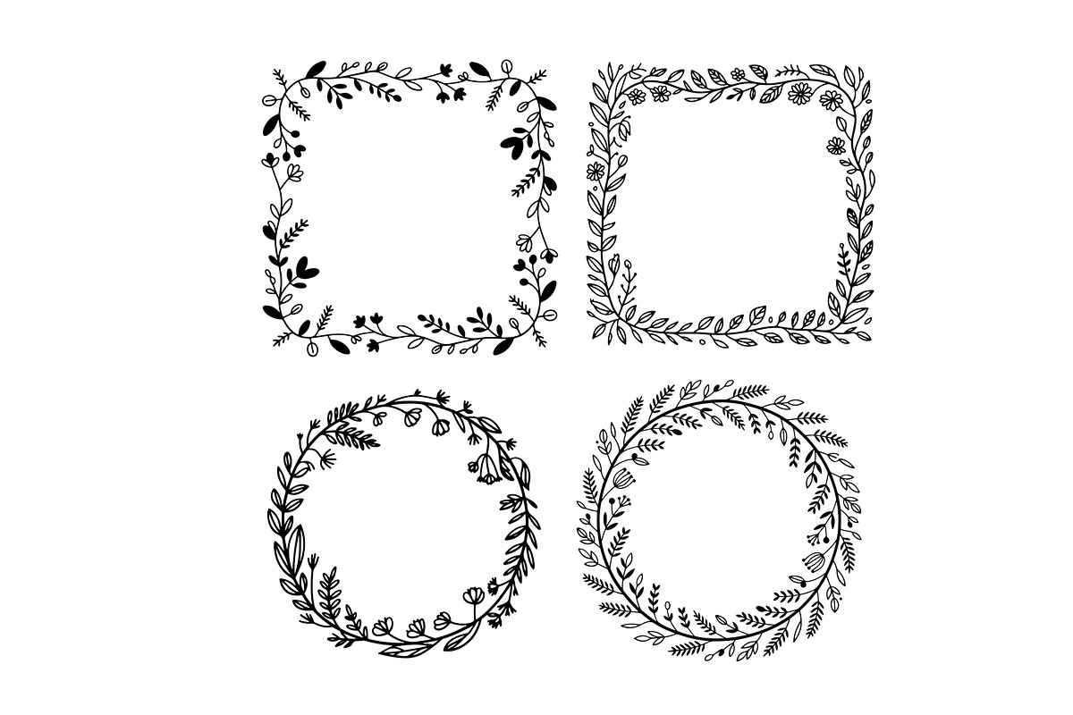 Doodled wild flowers svg frames, an Illustration by SketchArtStudio (Photo 2 of 3)